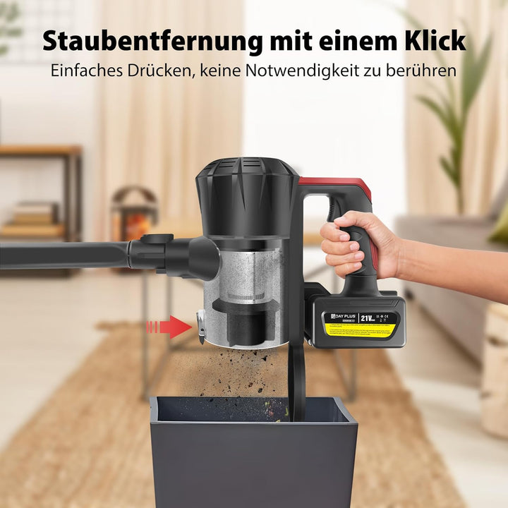 Akku Staubsauger, Akku Stabstaubsauger Kabellos, Akkusauger mit Anti Tangle Bürste, 99,999% Filterle