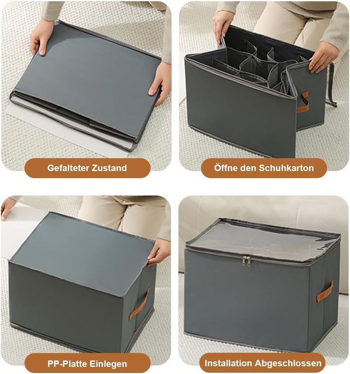 Staubdichte Schuhaufbewahrung Schuhorganizer, Shoe Organizer aus Stoff mit Klarer Abdeckung, Schuhbo