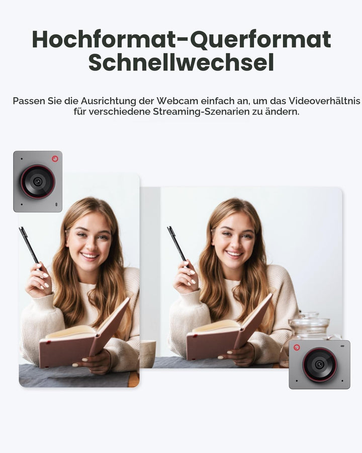 OBSBOT Meet 2-4K Webcam für PC mit 1/2" Sensor, KI Framing& Autofokus, Beauty-Modus, Gestensteuerung