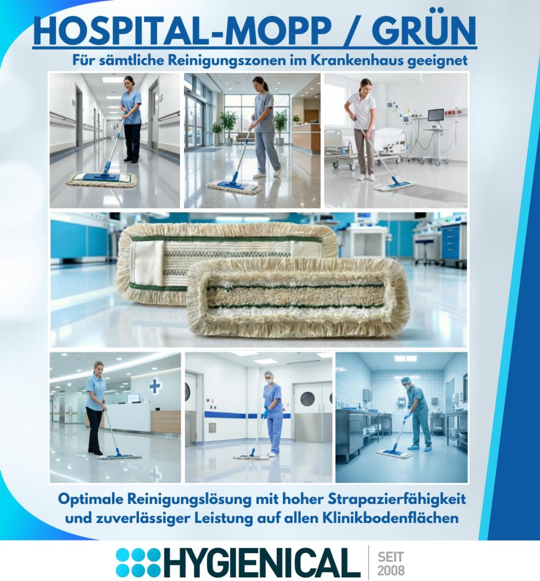 Wischmopp Set für Krankenhäuser und Hospitale, Profi-Moppbezüge, Moppbezüge für Mopphalter, Schlinge