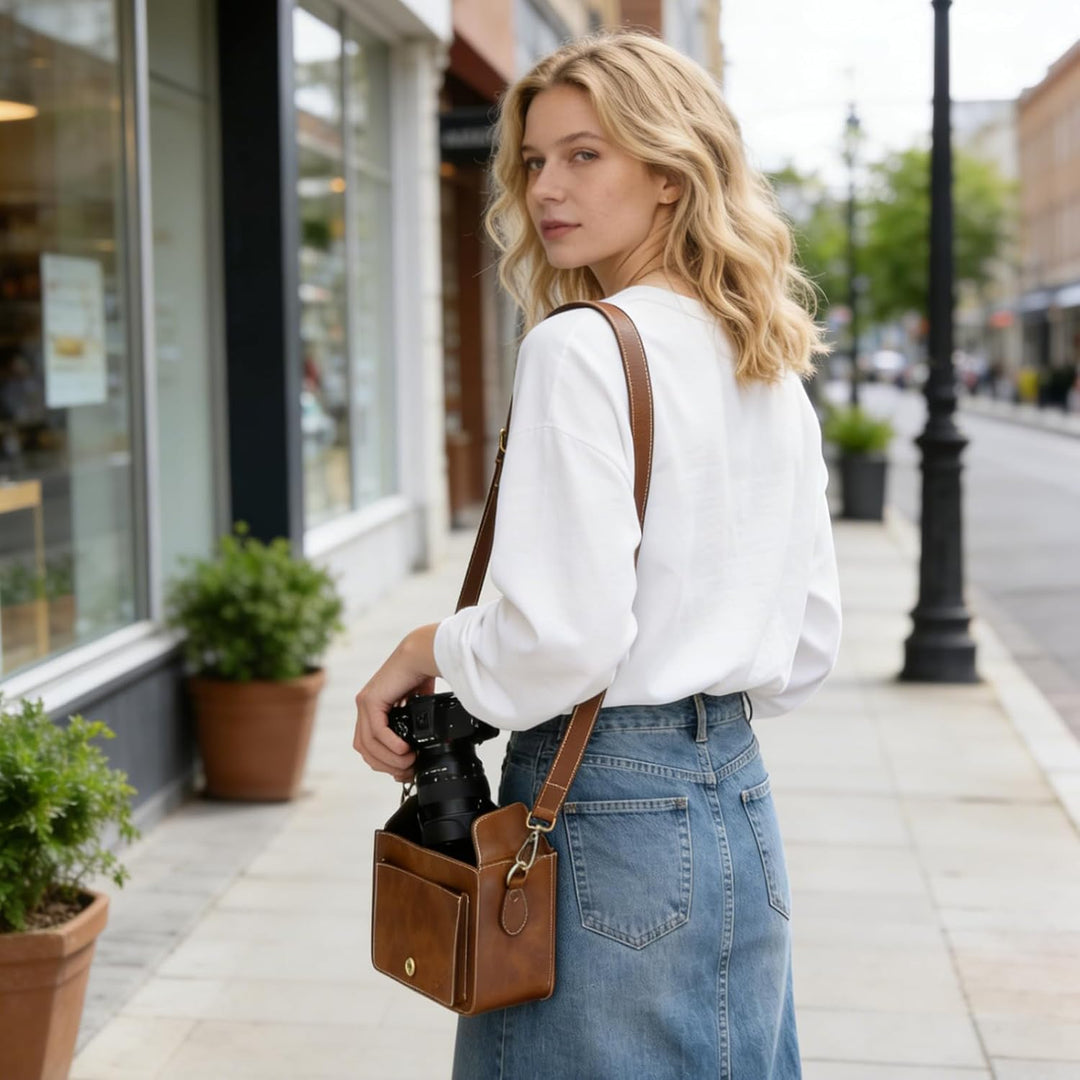 Cwatcun Kameratasche Kamera Umhängetasche Kompaktkamera Tasche Wasserdicht Retro Kompatibel für Cano