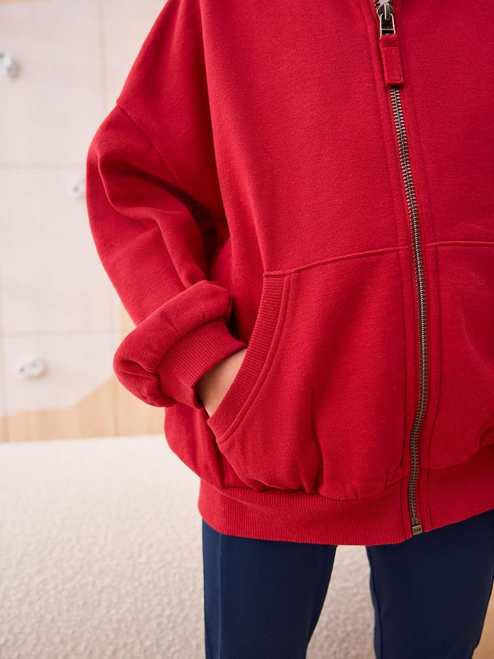 NEXT Mädchen Sportliche Kapuzenjacke mit hohem Baumwollanteil 104 Rot, 104 Rot