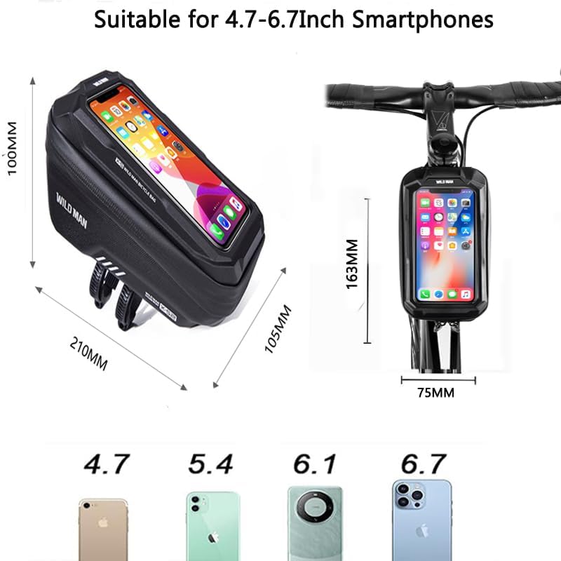 Rahmentasche Fahrrad - wasserdichte Oberrohrtasche Fahrrad Handytasche mit TPU-Touchscreen für Smart