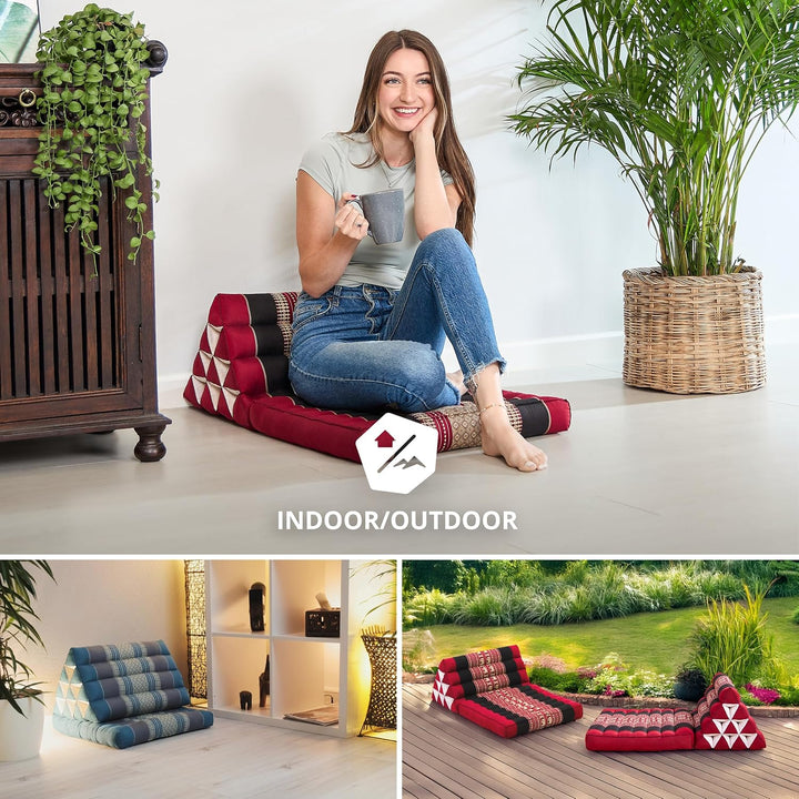 livasia Thaikissen mit 1 Auflage, Dreieckskissen mit Sitzkissen, Keilkissen mit Kapok, Rückenkissen