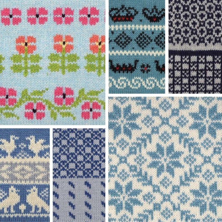 150 Strickmuster aus Skandinavien. Mustersammlung für Fair Isle und Jacquard Strickmuster. Für Norwe