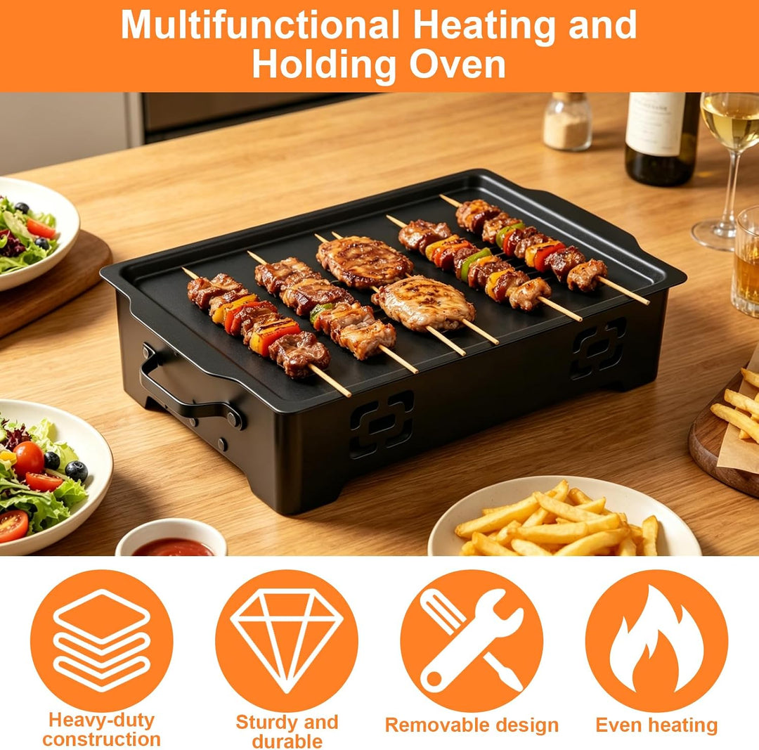 BBQ Warmhalteplatte, Aluminium Grill Heizplatte Antihaft Speisenwärmer Grill Warmhaltebehälter Speis