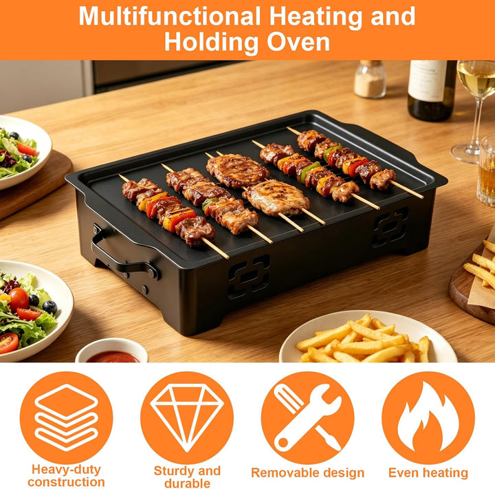 BBQ Warmhalteplatte, Aluminium Grill Heizplatte Antihaft Speisenwärmer Grill Warmhaltebehälter Speis