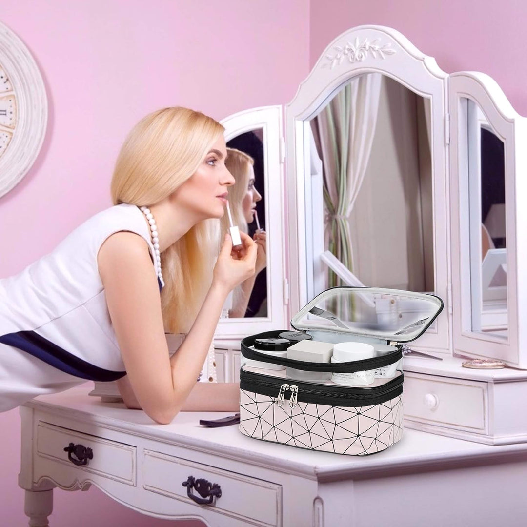 Kosmetiktasche Doppelschichtige Kulturbeutel Tragbare Transparent Reise Schminktasche Grosse Makeup