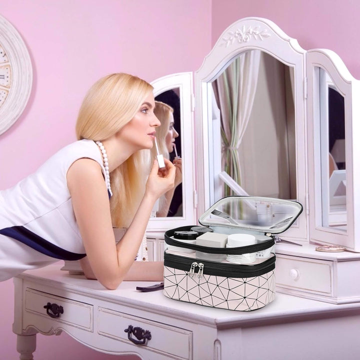 Kosmetiktasche Doppelschichtige Kulturbeutel Tragbare Transparent Reise Schminktasche Grosse Makeup