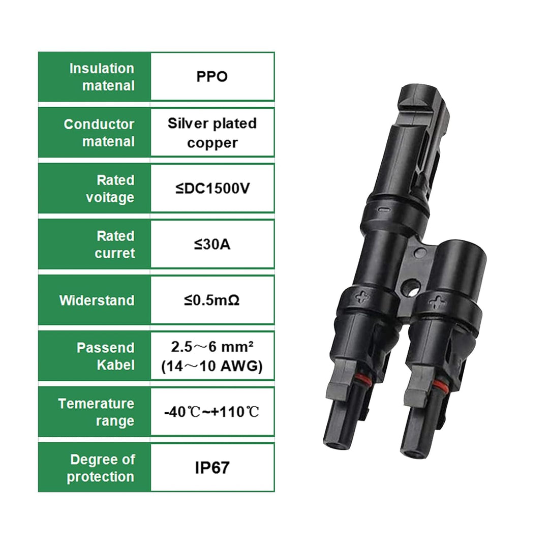 Y Stecker Männlich/Weiblich, Solar Photovoltaik Steckverbinder, T-Typ Solarstecker, Solarpanel Kabel
