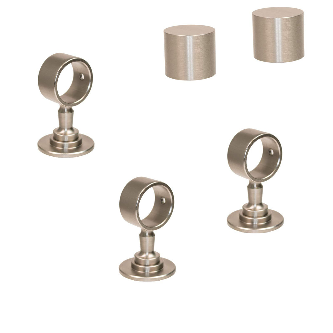 2 Endkappen und 3 Seilträger "Nickel matt" für 30mm Handlaufseil 2 Endkappen & 3 Seilträger, 2 Endka
