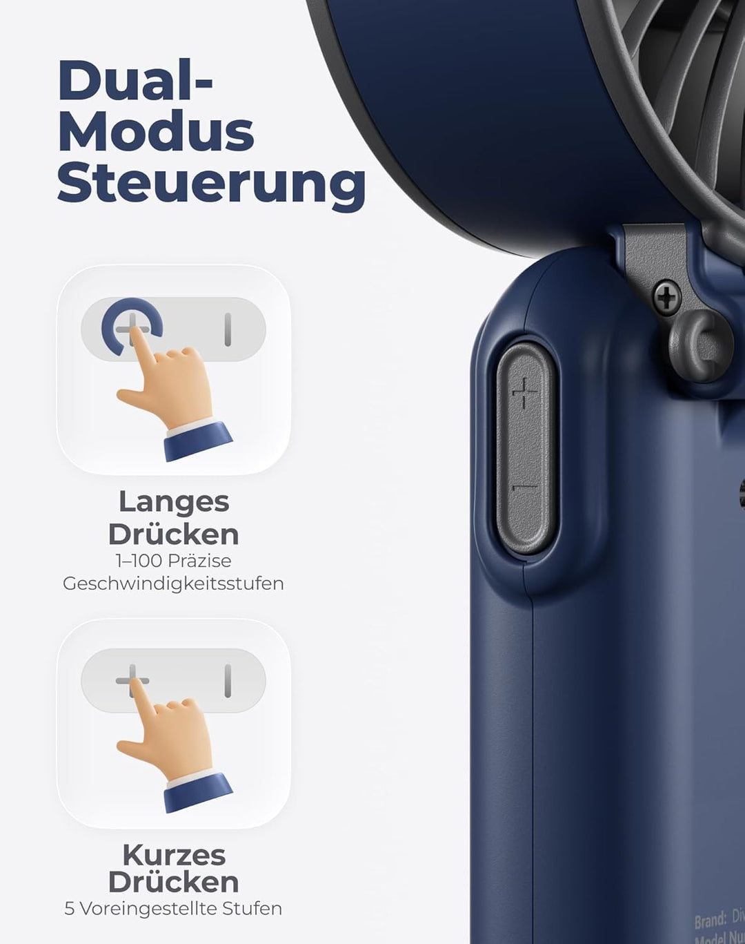 Diveblues Handventilator Tragbarer Turbo-Ventilator mit 100 Stufen und 7.4m/s Starkem Luftstrom, 180