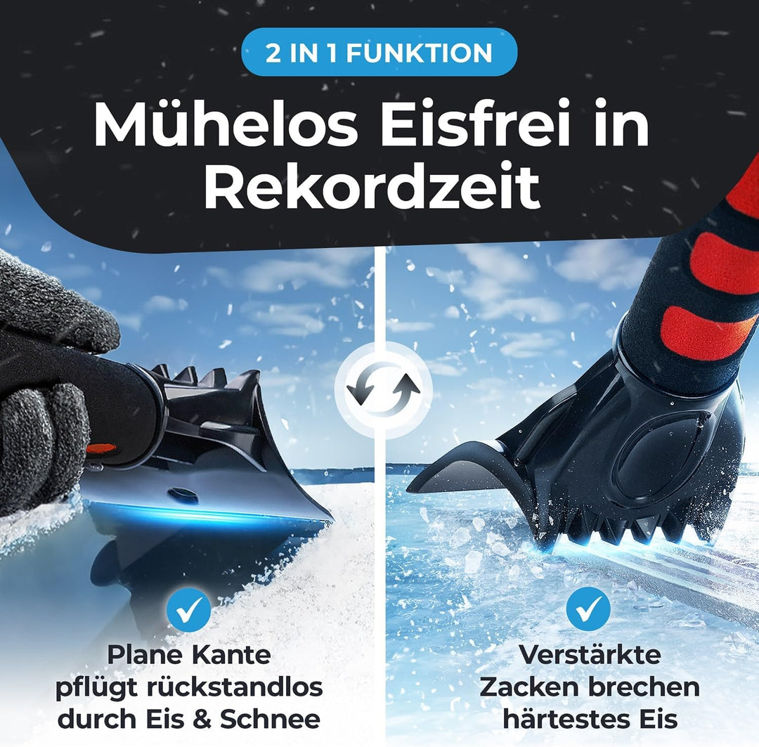Eiskratzer Auto mit Handschuh TESTSIEGER 2025* - “Eismonster” Profi Scheibenkratzer Auto trifft auf