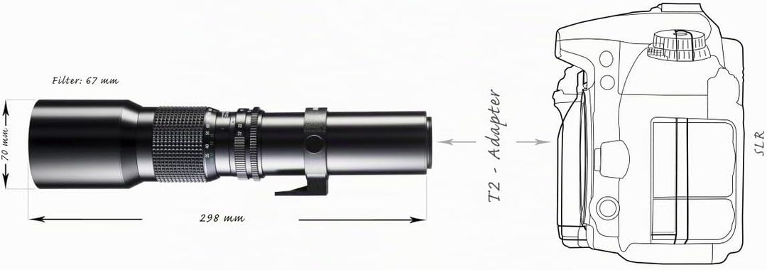 Walimex 12730 500mm 1:8,0 DSLR-Objektiv für Pentax K Bajonett schwarz (manueller Fokus, für Vollform