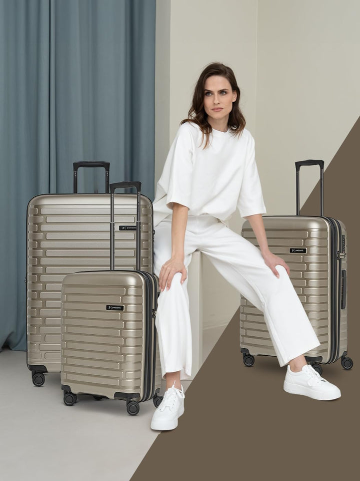 Pactastic Hartschalen Koffer-Set 3-teilig | hochwertiges Polypropylen Material | mit Dehnfalte erwei