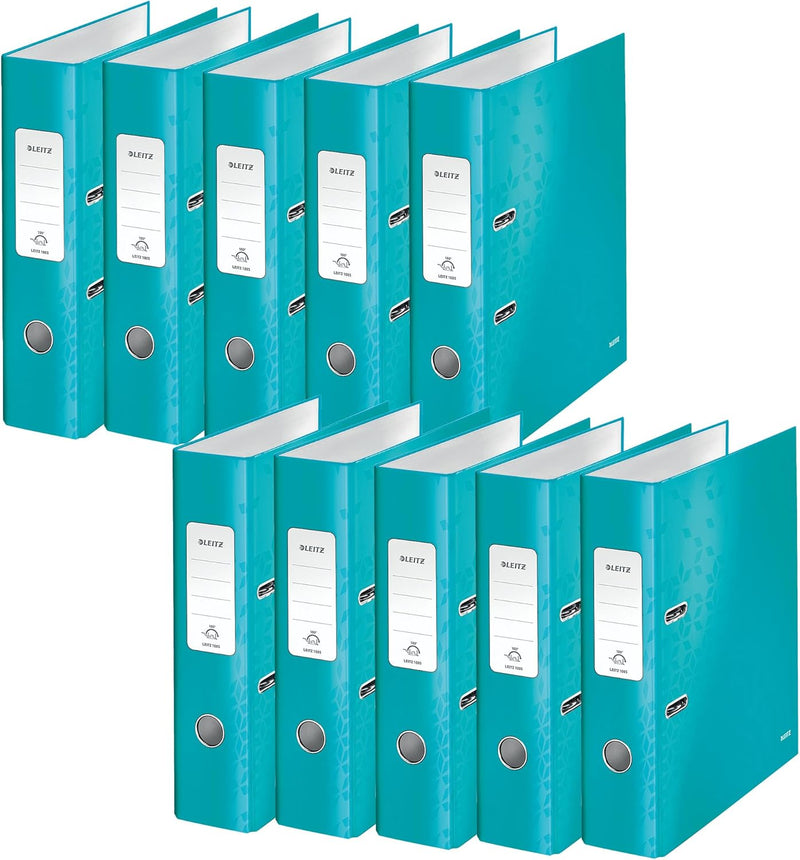 Leitz Wow 1005 A4 80mm Lever Arch File - Ice Blue (Pack of 10) , Design kann variieren