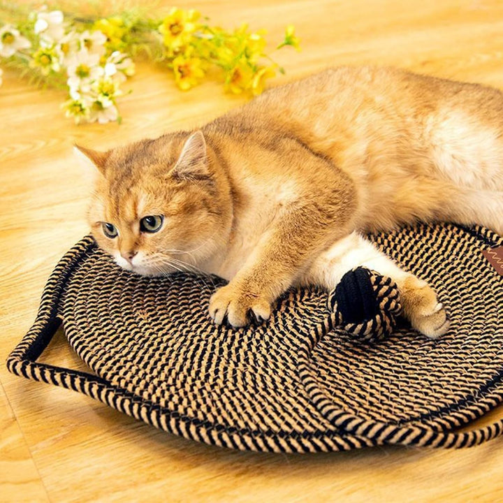 Katze-Kratzer-Matte, Baumwollseil-Katzenkratzmatte, runder horizontaler 16.9'' Anti-Kratz-Pads-Teppi