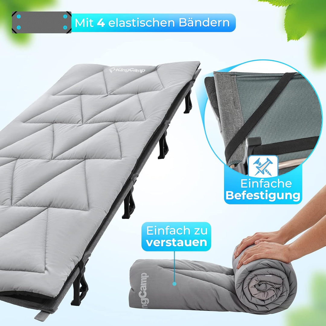 KingCamp Feldbett Auflage für Campingmöbel, Weiche Polsterung passend für Klappbett & Liege, Baumwol