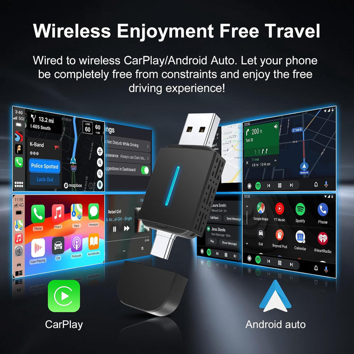 EZoneTronics 2-in-1 Carplay & Android Auto Wireless Adapter, Convert Wired to Wireless Carplay Adapt