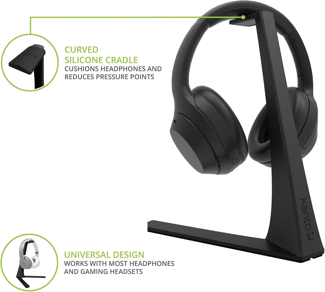 Kanto H3 Universal Desktop Headphone and Headset Stand with Silicone Padding & Adapter Holder | 9.9