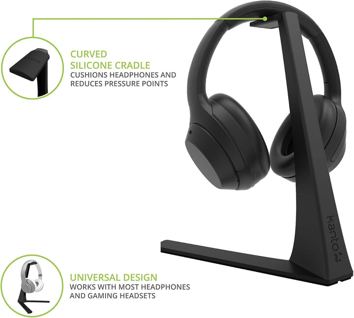 Kanto H3 Universal Desktop Headphone and Headset Stand with Silicone Padding & Adapter Holder | 9.9