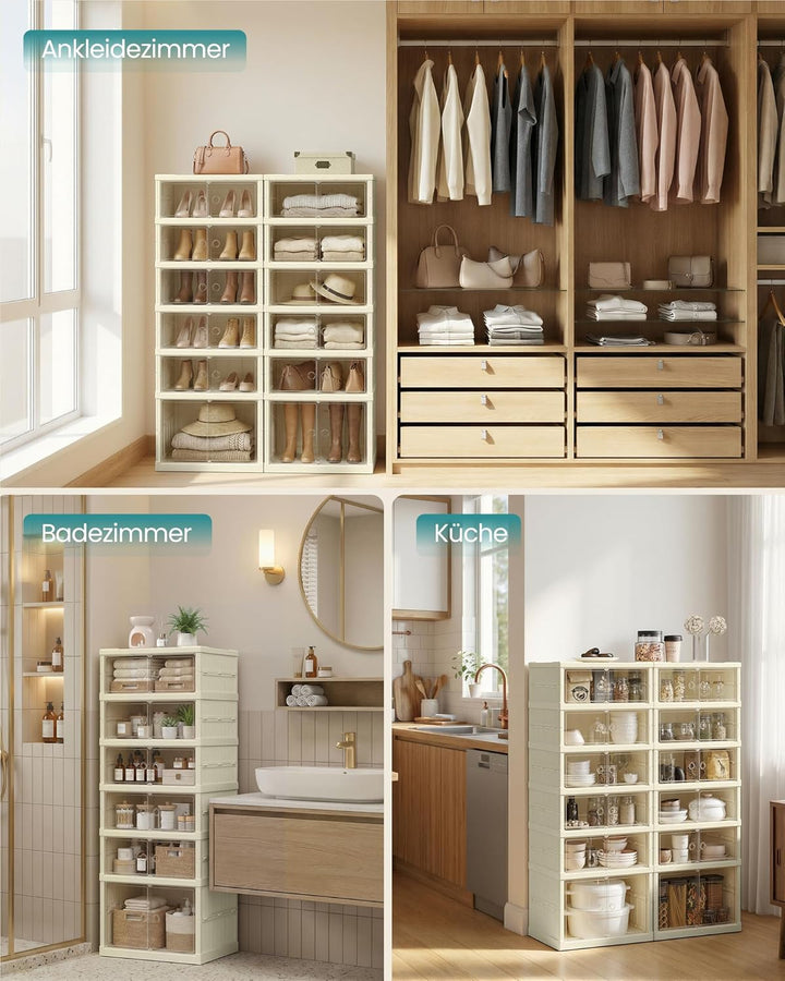 SONGMICS Schuhschrank, schmal, faltbar, Schuhregal, Organizer, transparente Tür, für 12 Paar, für St