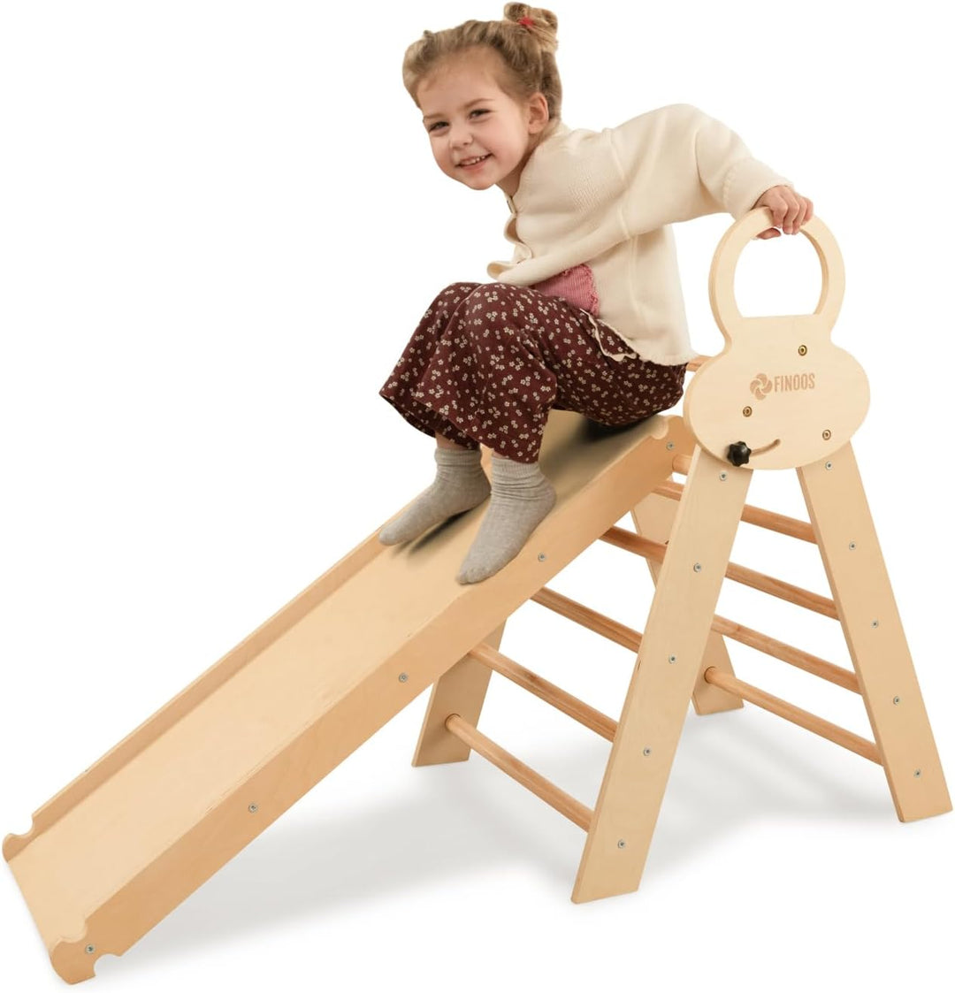 FINOOS Montessori Indoor Spielset: 7-in-1 Klettergerüst mit Rutsche & Bogen für Kleinkinder und Kind