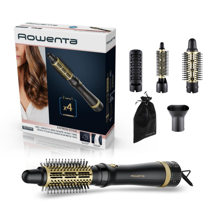 Rowenta Express Style 4-in-1 Warmluftbürste, inkl. 4 Aufsätze, Keramikbeschichtung, Care-Einstellung