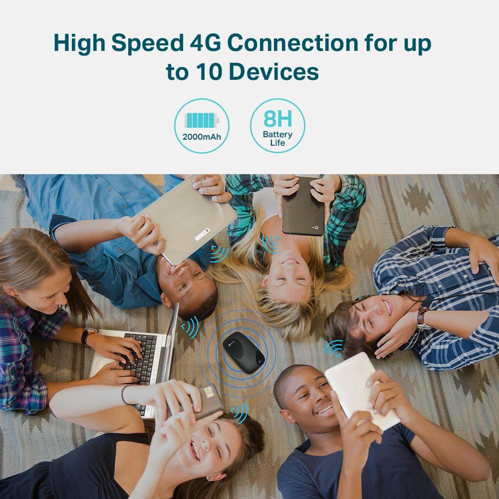 TP-Link M7200 mobiler WLAN Router (4G/LTE bis zu 150Mbit/s Download/ 50Mbit/s Upload, Hotspot, 2000m