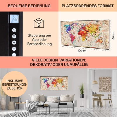 Klarstein Air Art Smart Infrarotheizung, Infrarot Heizung mit IoT/WiFi App-Steuerung, Erkennung Offe