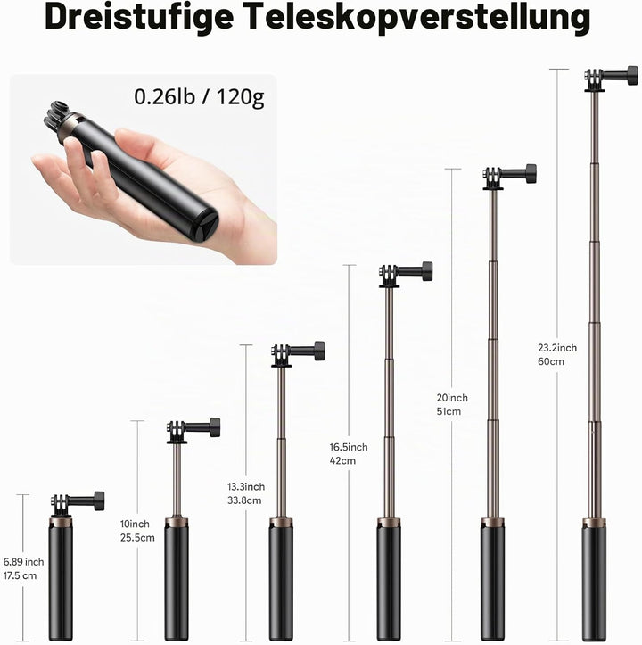 AKASO Action Cam mit 60cm Stativ Selfie Stick und Tasche, 4K30FPS 20MP WiFi Unterwasserkamera EIS St