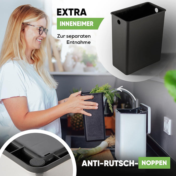 equipps Bio Mülleimer 6L | Komposteimer Küche für Bio Müll & Co | Mülleimer mit Geruchsfilter | Komp