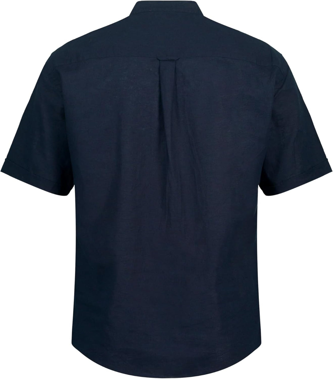 JP 1880 Herren, Halbarm, Leinenmix, Stehkragen, Modern Fit Hemd 5XL Navy Blau, 5XL Navy Blau
