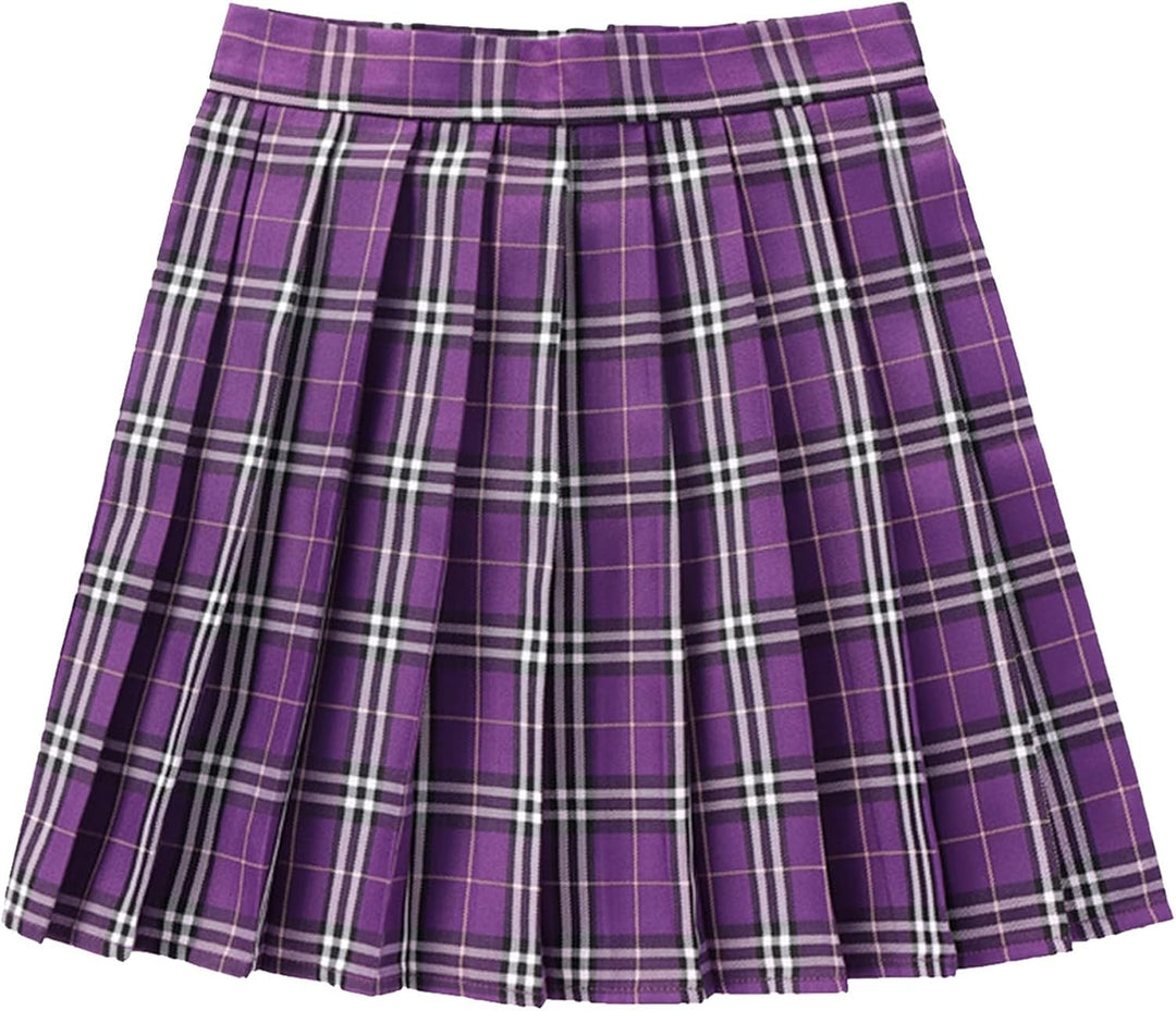 Röcke Damen Kurz Karo Lässiger, Karierter, plissierter A-Linien-Minirock für Damen mit hoher Taille