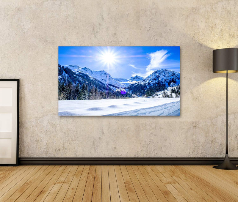 Bild Bilder auf Leinwand Berge im Dorf Pertisau in Österreich im Winter Wandbild, Poster, Leinwandbi