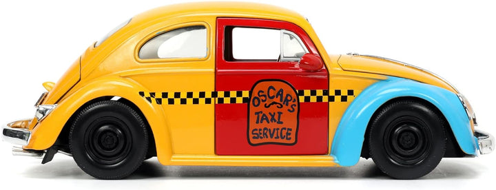 Jada Toys VW Käfer 1959 mit Figur Oscar aus der Sesamstrasse - bunter Volkswagen Beetle (16,5 cm) au