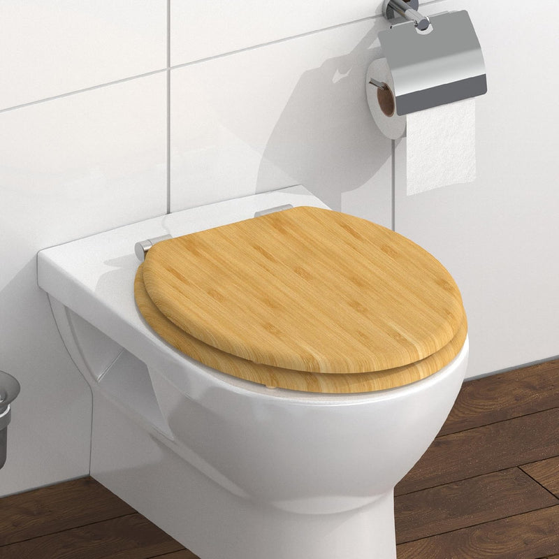 SCHÜTTE WC-Sitz BAMBOO mit Absenkautomatik, massiver Bambus Toilettendeckel, nachhaltiger Klodeckel