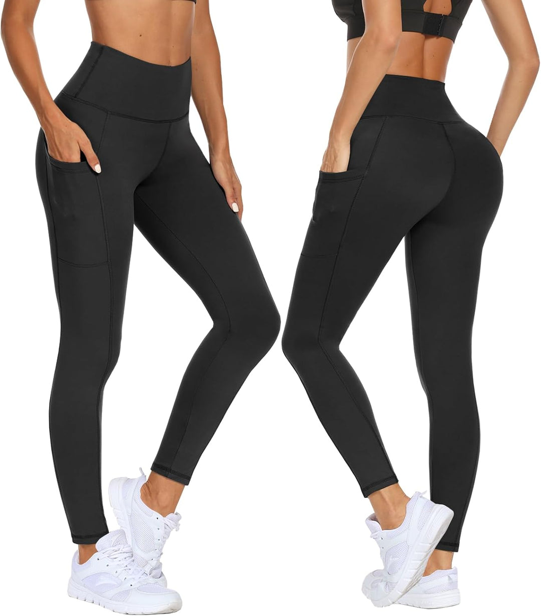 DDOBB 2er Pack Sport Leggings Damen High Waist Sportleggins Damen Lang Mit Taschen Gym Leggings Blic