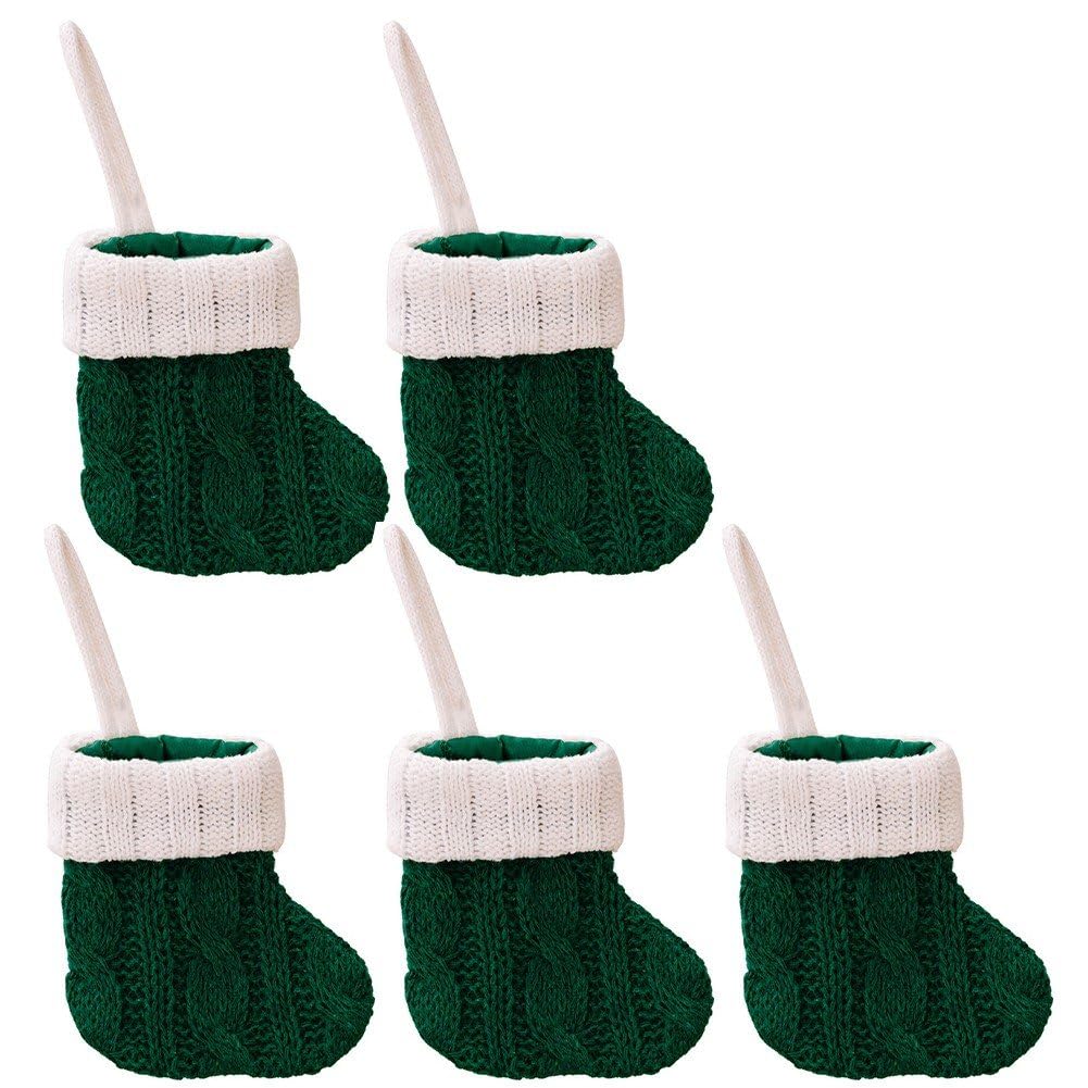 5 Stück Weihnachtssocken Zum Aufhängen, Mini-Strick-weihnachtsstrumpf, Weihnachtsmann-socken, Kamin-