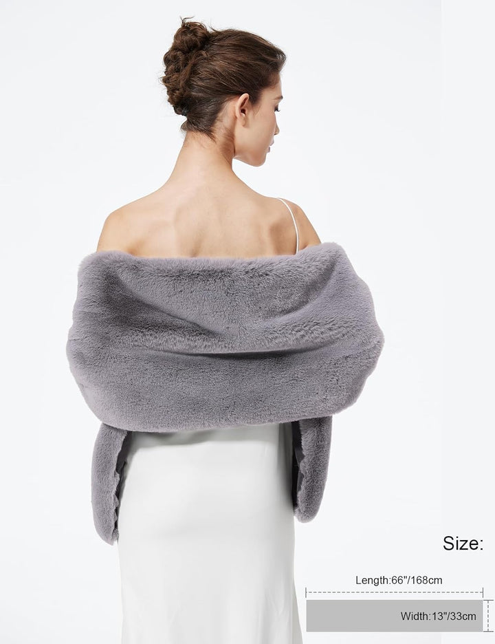 BEAUTELICATE Kunstpelz Stola Schal Damen Kunstfell Bolero Brautjacket Pelz Brautschal Brautstola Win