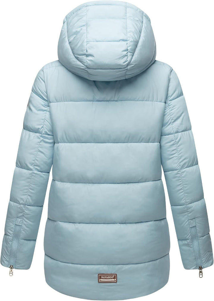Navahoo Damen kurze Winterjacke Steppjacke warm mit abnehmbarer Kapuze aus recycelten Materialien Wa