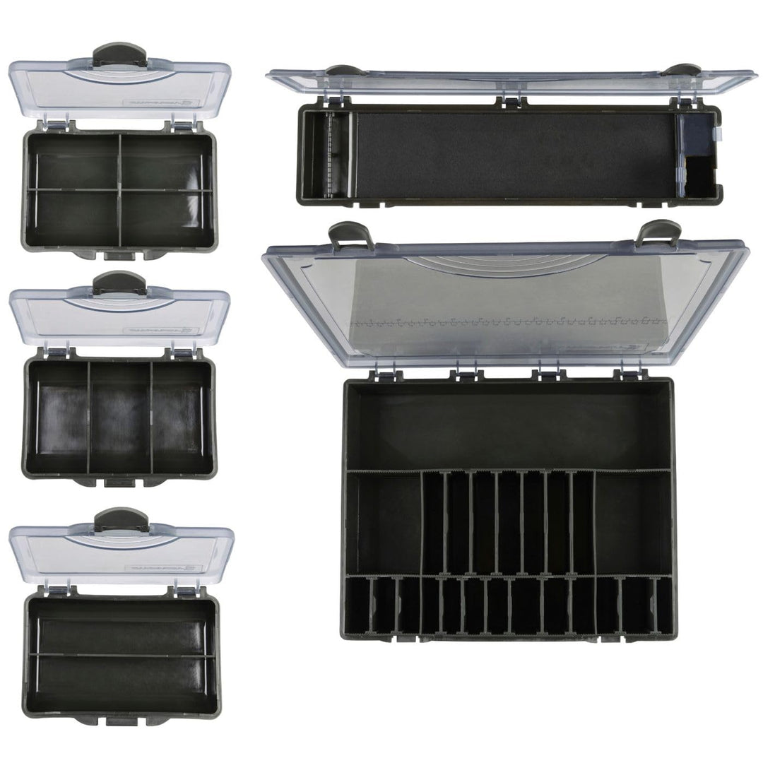 Strategy Tackle Box System 37x30x6cm - 1 Tacklebox + 5 Zubehörboxen für Karpfentackle, Angelbox für