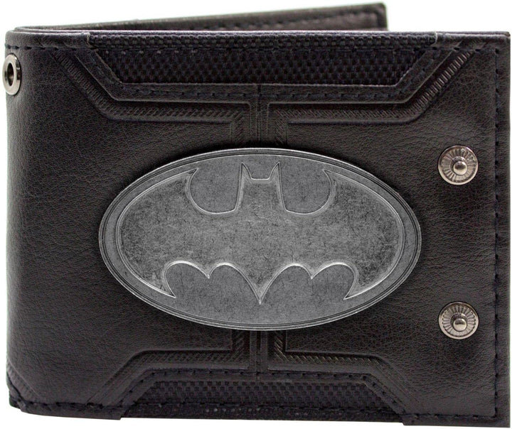 The Dark Knight Batman Anzug Stahl Abzeichen Doppelknopf Geldbörse/Geldbeutel Bi-Fold ID & Kartenhal