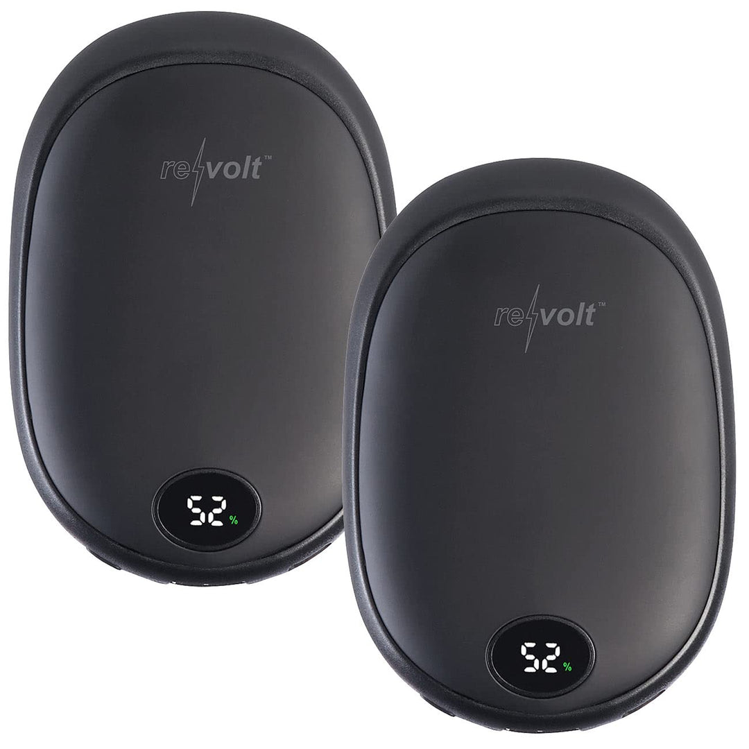 revolt Handy Akku: 2er-Set USB-Powerbank & 2-Stufen-Handwärmer, 2 A, 10.000 mAh, Display (Handtasche