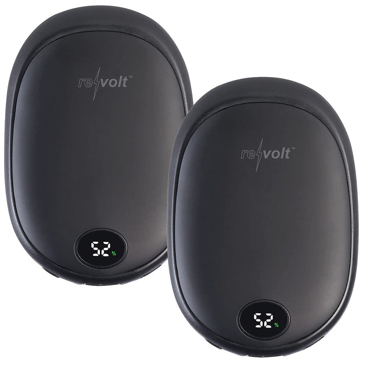 revolt Handy Akku: 2er-Set USB-Powerbank & 2-Stufen-Handwärmer, 2 A, 10.000 mAh, Display (Handtasche