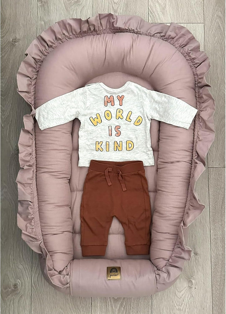 PIMKO Babynest mit rüschen Babynestchen für Baby Kuschelnest Babykokon für Neugeborene Baumwolle Nes