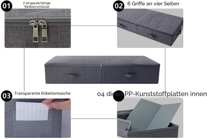 Large Unterbett Aufbewahrungsbehälter aus Leinen-Gewebe für Unterbettkommode mit für Bettwäsche/Klei