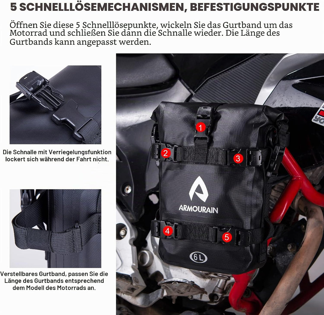 Motorrad Stossstangen Seitentasche Tasche Wasserdicht 6L/8L/15L Motor Sturzbügel Seitentaschen mit S