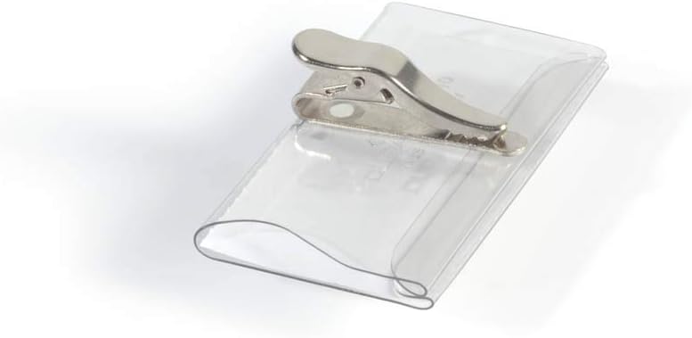 Durable Namensschild (mit Krokoklemme, 40 x 75 mm) Packung à 25 Stück, transparent, 811019 40 x 75 m