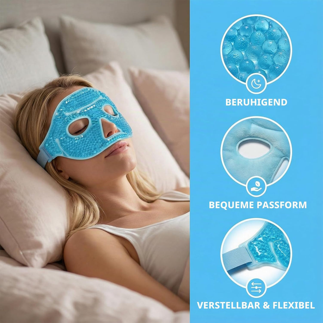 2 Stück Wiederverwendbare PVC-Gel Augenmaske, Kalt- und Warmtherapie Halbgesichts-Kompressen für Sch